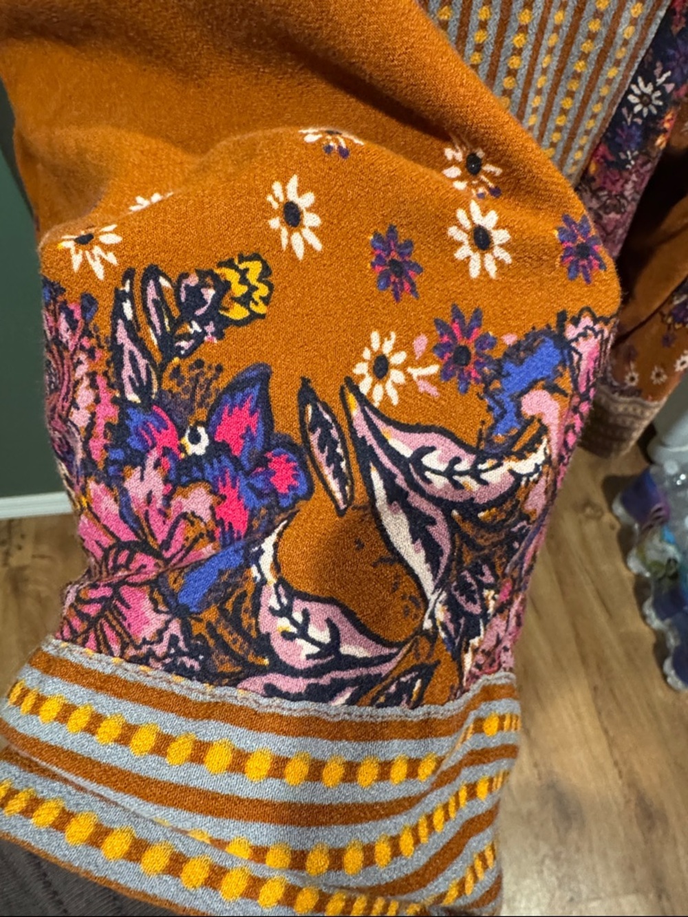 Free People Mix N Match Boho Floral Kimono Blouse Sz XL - Picture 5 of 9
